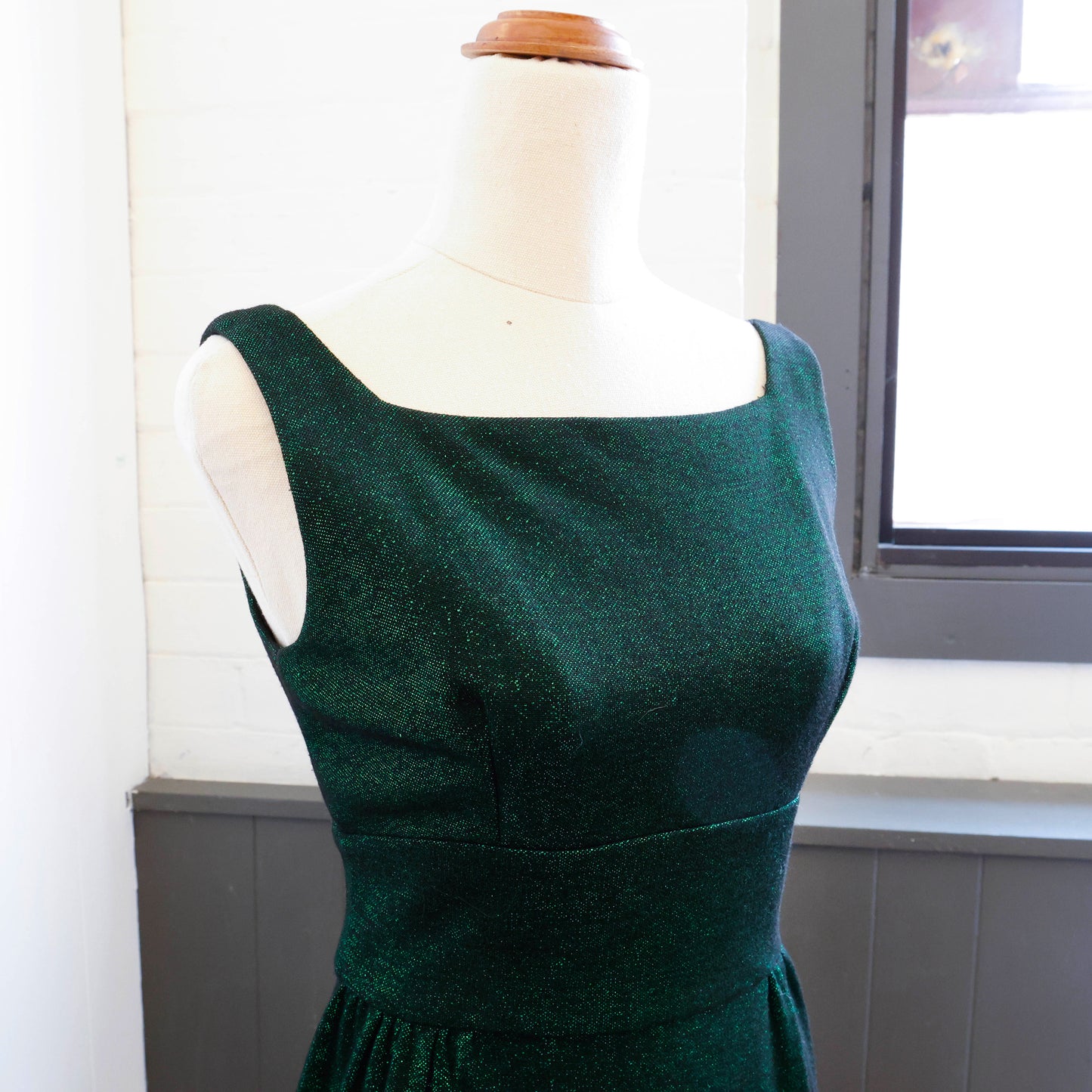 1960's Glittering Green Lurex Pencil Dress