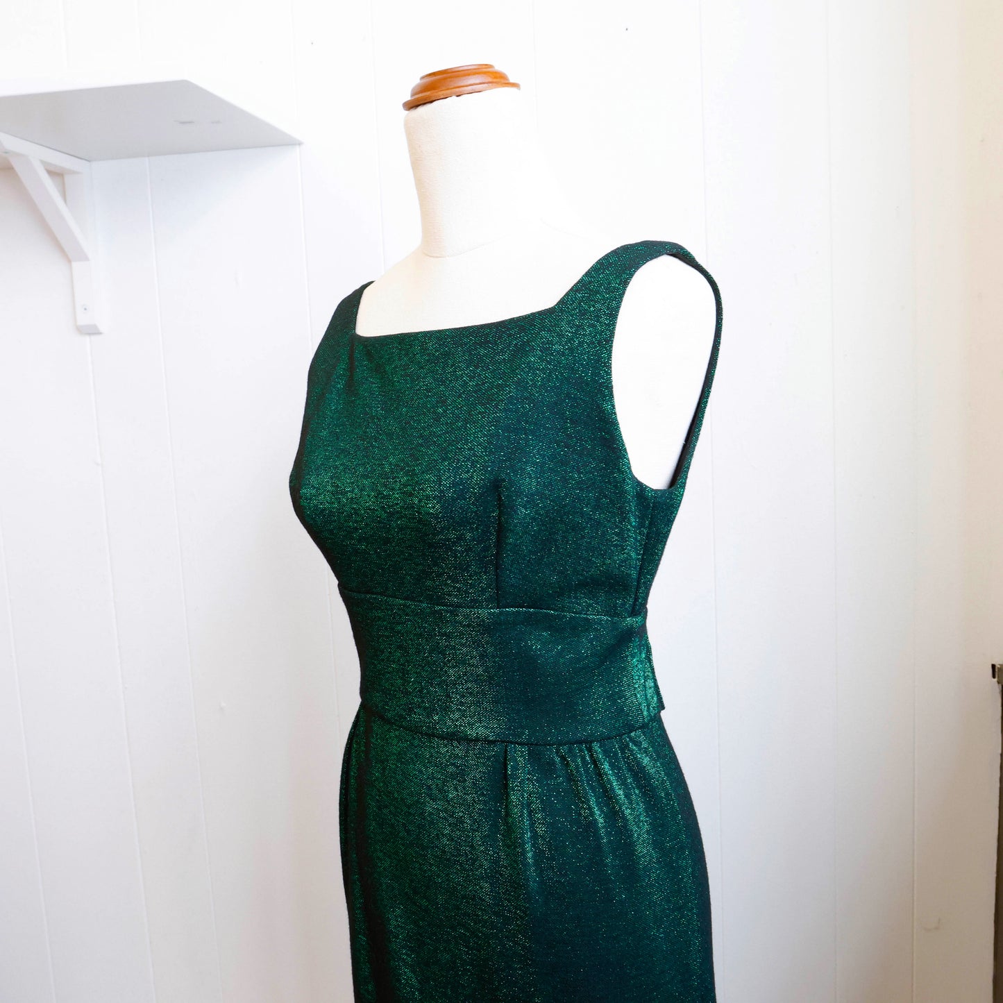 1960's Glittering Green Lurex Pencil Dress