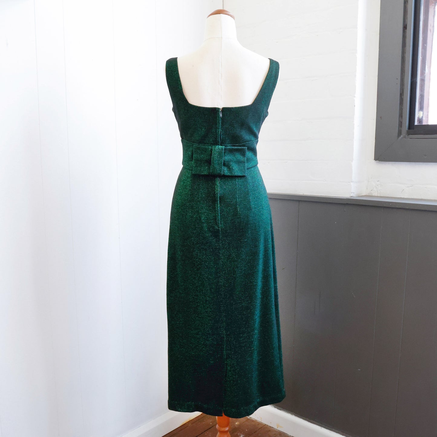 1960's Glittering Green Lurex Pencil Dress