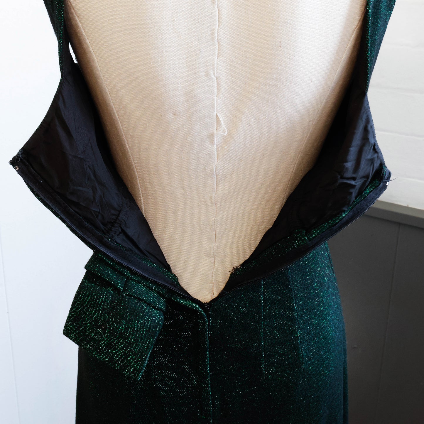 1960's Glittering Green Lurex Pencil Dress