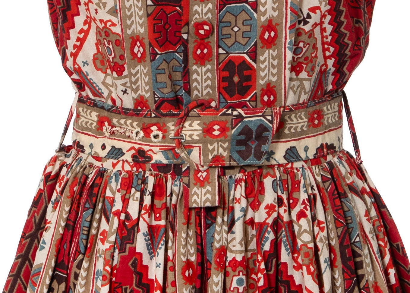 1960's Deauville for David Jones Geometric Print Workers Dress