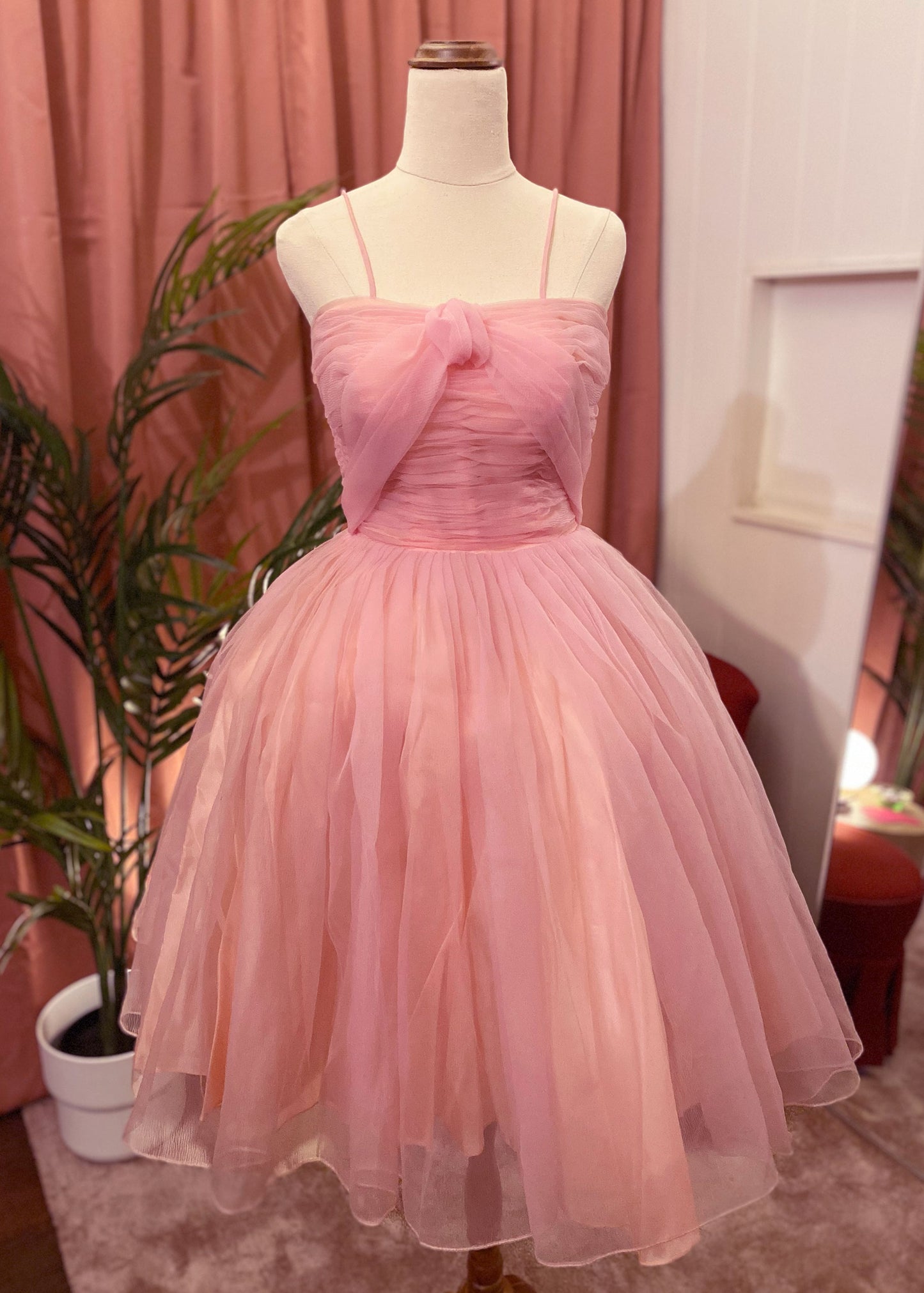 1950's Pink Fit and Flare Party Dress