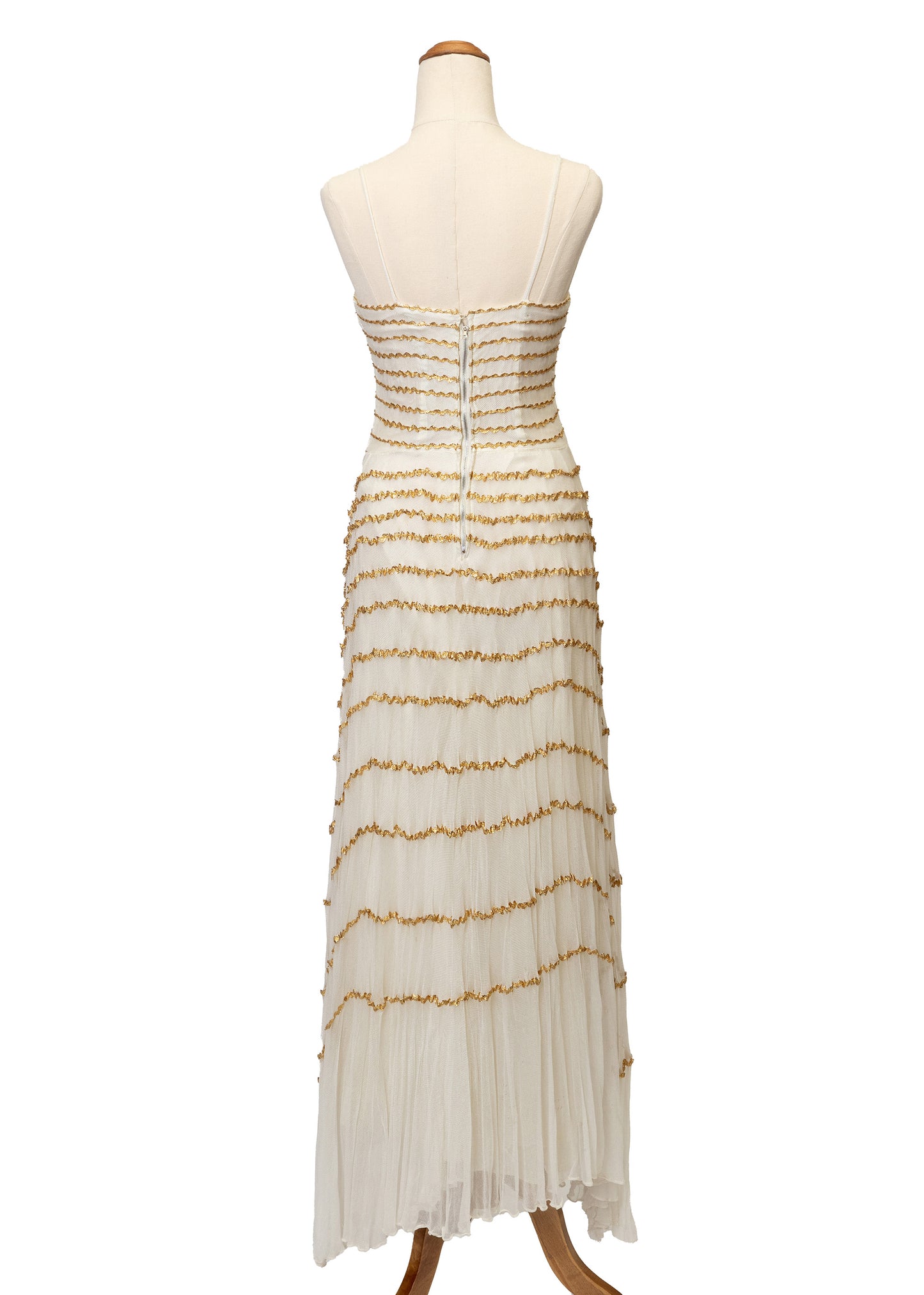 1950's Cream & Gold Dress with Ric-Rac