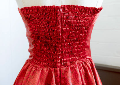 1980's Arc Red Strapless Dress with Peplum