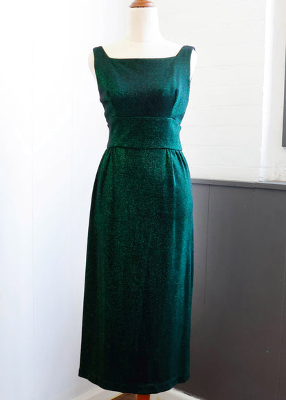 1960's Glittering Green Lurex Pencil Dress