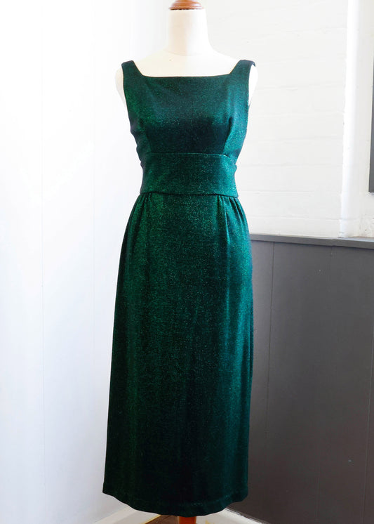 1960's Glittering Green Lurex Pencil Dress