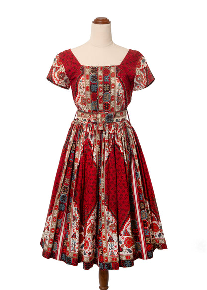 1960's Deauville for David Jones Geometric Print Workers Dress