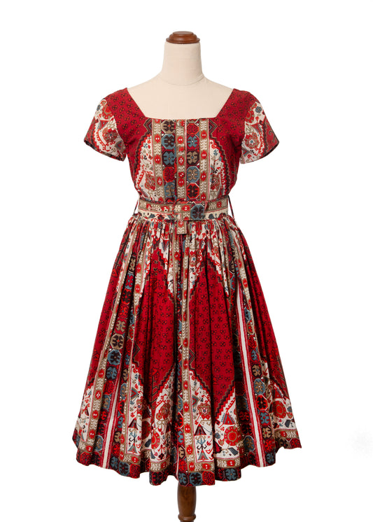 1960's Deauville for David Jones Geometric Print Workers Dress