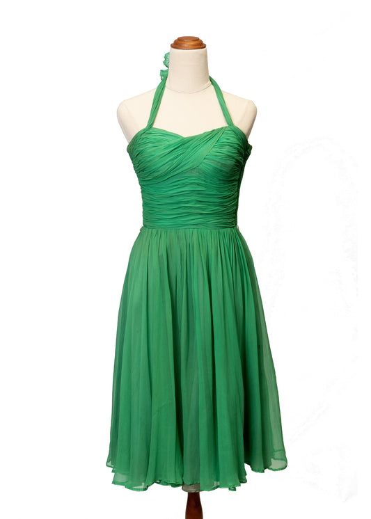 1950's Frank Starr full skirt silk chiffon party dress