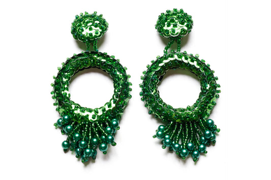 Sequinned clip on earrings
