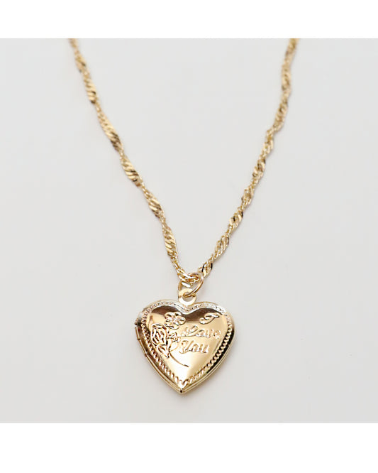 Heart locket keepsake charm on necklace