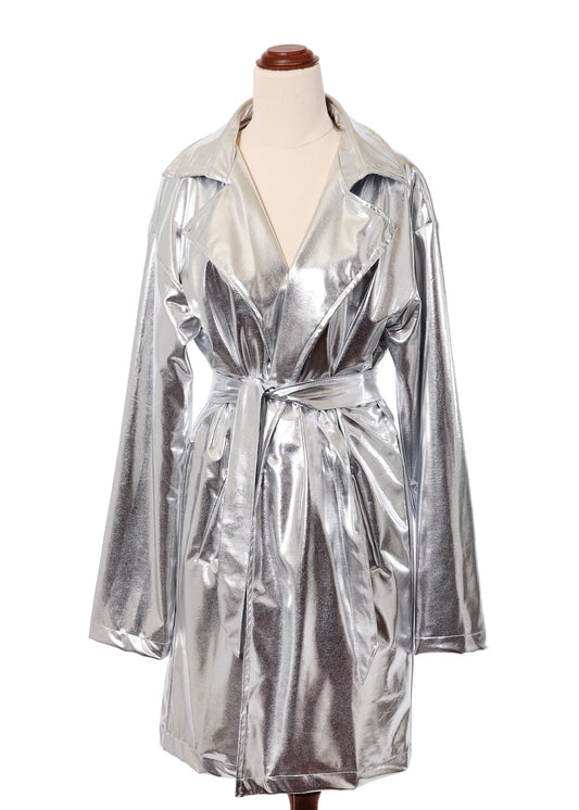 Silver wrap coat