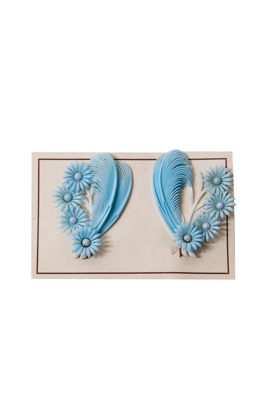 Pastel blue climbing flower plastic clip ons